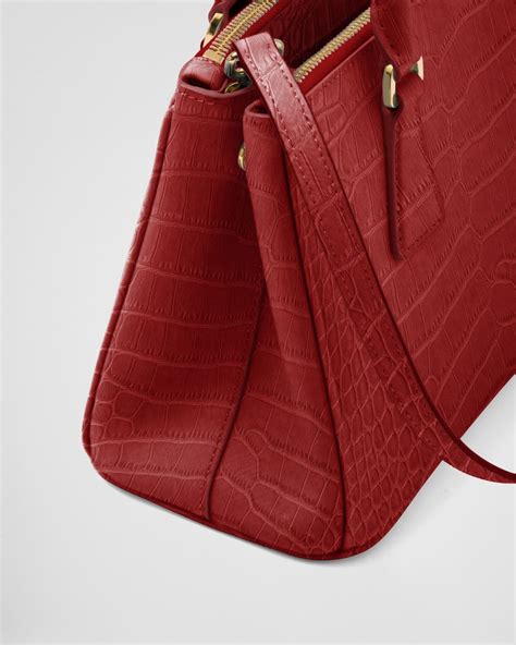 prada red alligator purse|Fiery Red Small Prada Galleria Crocodile Leather Bag .